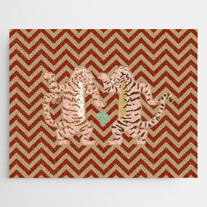 Dancing tiger on the move - sand, dried tomato  Jigsaw Puzzle