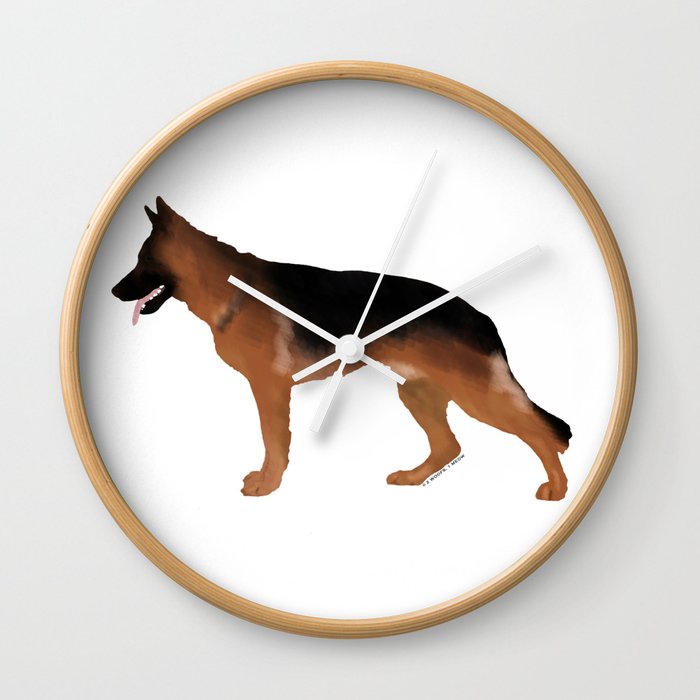 German Shepherd Red Black Wall Clock