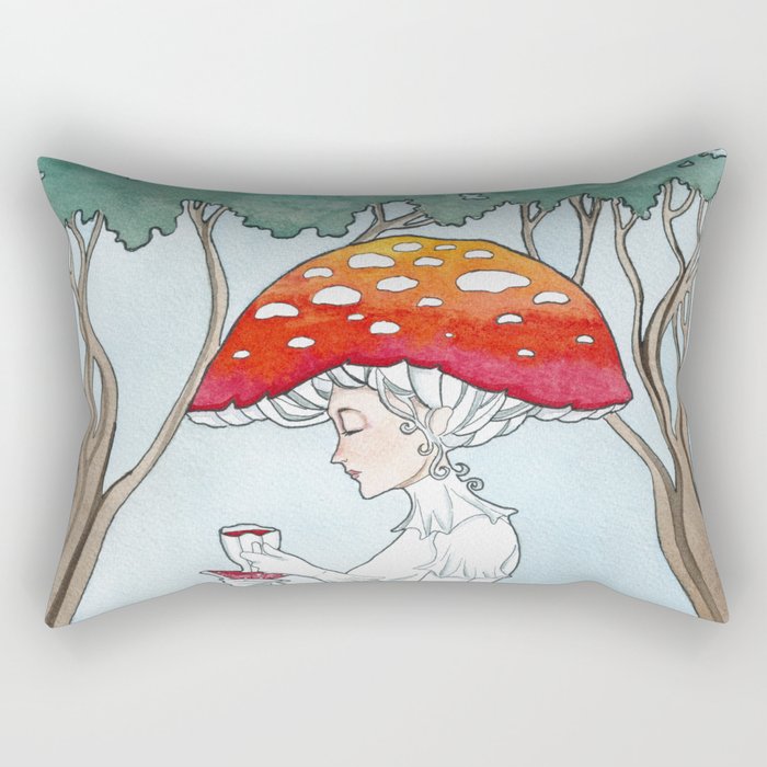 Fly agaric mushroom fantasy illustration Rectangular Pillow