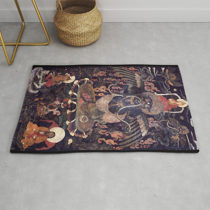 Garuda Black Buddhist Hindu Deity Rug