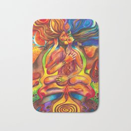 Shiva Shakti Bath Mat | Acrylic, Love, Painting, Illustration, Woman, Tantra, Lovers, Deer, Shiva, Shakti 