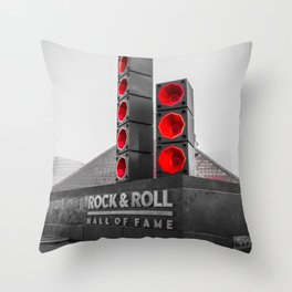 Cleveland Ohio Rock And Roll Hall Of Fame Black White Red Throw Pillow