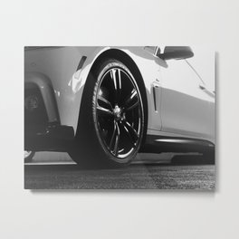 Black Rim Sports Car // White Paint Street Level B&W German Bavarian Motor Automobile Photograph Metal Print