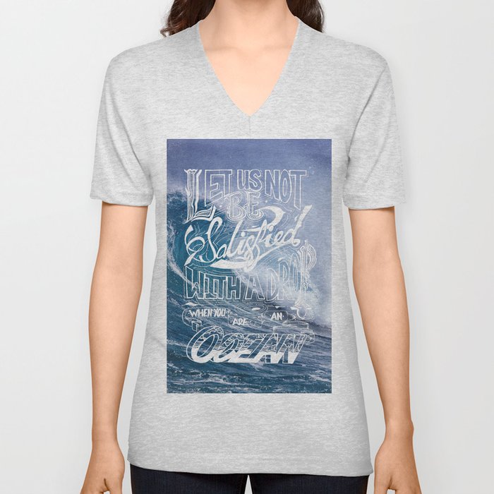 Satisfied Ocean V Neck T Shirt