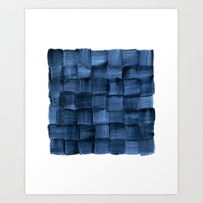 Indigo Watercolor Weave | Brush Stroke Abstract Art Print