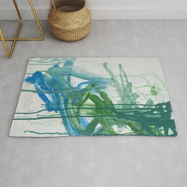 Blue and Green  Rug | Teal, Kidart, Blue, Turquoise, Watercolor, Painting, Green, Toddler, Acrylic, Abstract 