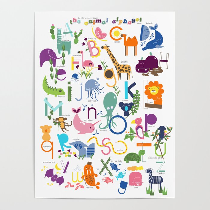 The Animal Alphabet Poster by Niki on Paper