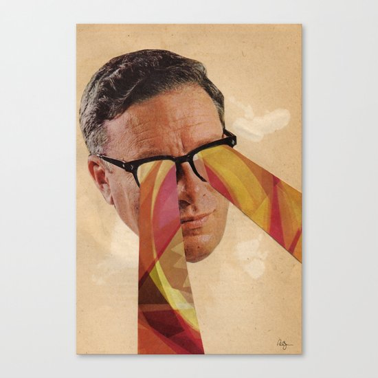 Vintage Business Man with Retro Pattern Laser Eyes Canvas Print