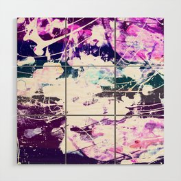 Abstract purple pink violet white watercolor paint splatters  Wood Wall Art