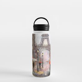 oil painting on canvas, street view of Paris Water Bottle