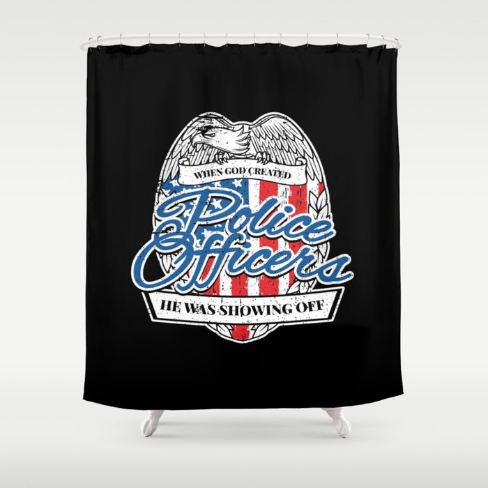 Patriotic Police Officer American Flag Shower Curtain By Patriotic Police Officer American Flag Shower Curtain