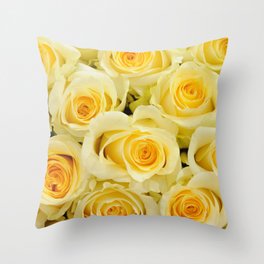 soft yellow roses close up Throw Pillow