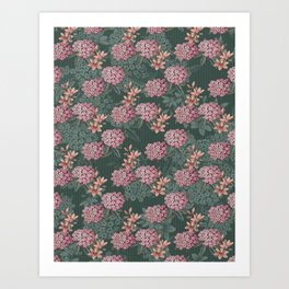 Double Exposure Florals Green and Pink Art Print