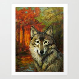 October Wolf Art Print