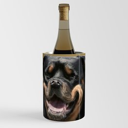 Happy Rottweiler Dog Selfie Portrait Wine Chiller
