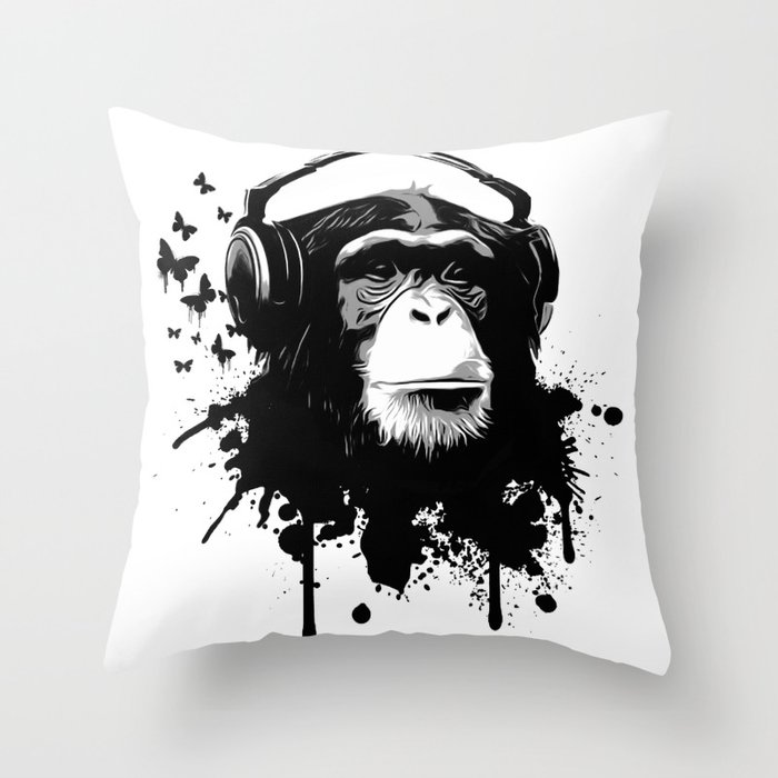Monkey Business - White Throw Pillow