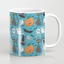 Cute Halloween Coffee Mug | Repeat, Witch, Pumpkin, Digital, Halloween, Ghost, Illustration, Graphicdesign, Cat, Pattern 