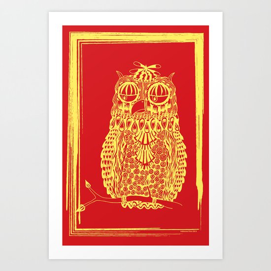 Yellow Owl Art Print