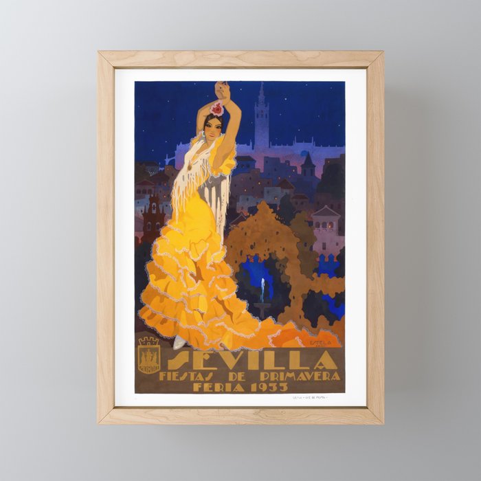Spain 1933 Seville April Fair Travel Poster Framed Mini Art Print