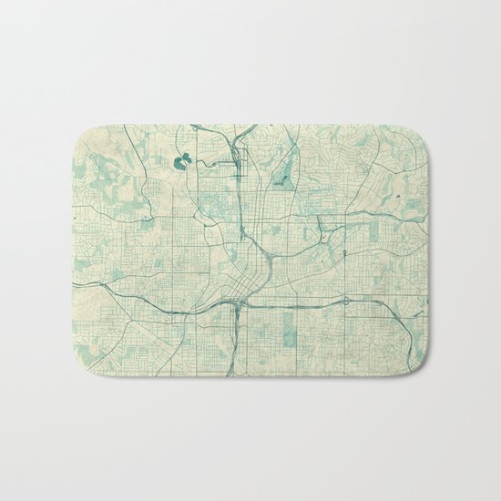 Atlanta Map Blue Vintage Bath Mat