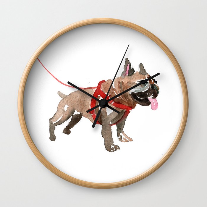 watercolor dog vol 5 french bulldog Wall Clock