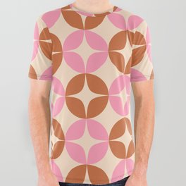Mid Century Mod Pattern in Pink and Rust All Over Graphic Tee