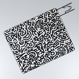 Bold Black Marker Doodle Line Picnic Blanket