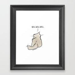 Cute Little Cat Sitting and Watching Well.Well.Well. Framed Art Print