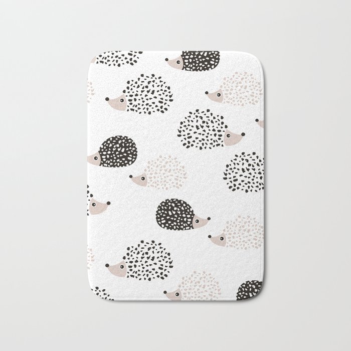 Hedgehog friends black and white spots Bath Mat