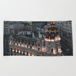 Spain Photography - Madrid In The Evening Beach Towel