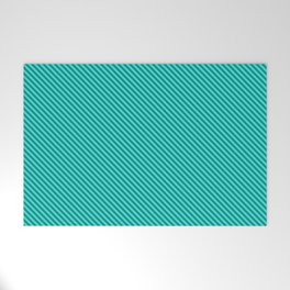 [ Thumbnail: Turquoise and Dark Cyan Colored Lined/Striped Pattern Welcome Mat ]
