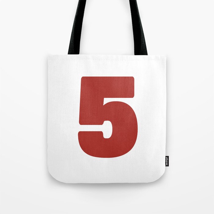 5 (Brownish & White Number) Tote Bag