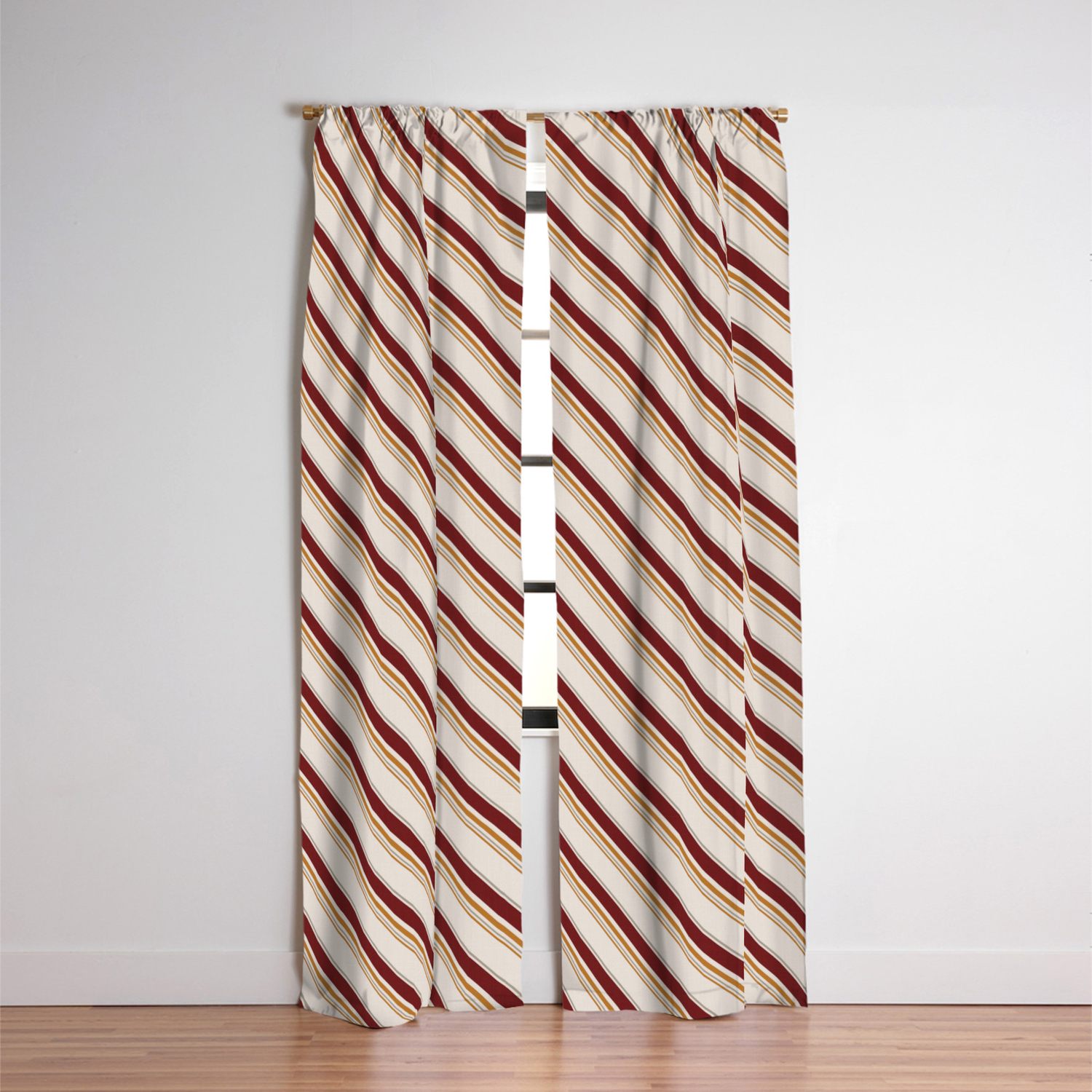 Uneven Diagonal Stripes In Burgundy Burnt Orange And Cream