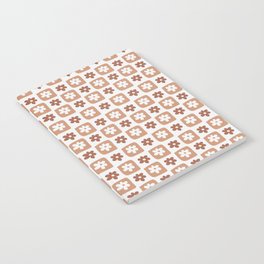 Hand-Drawn Checkered Flower Shapes Pattern (Monochromatic Brown) Notebook