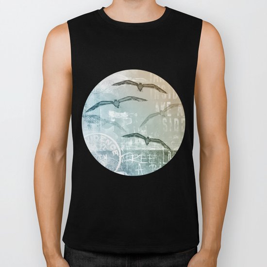 Seagull mixed media artwork Biker Tank