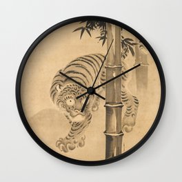 Tiger Emerging from Bamboo , Kano Tsunenobu Wall Clock