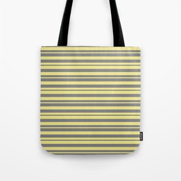 [ Thumbnail: Tan & Gray Colored Lines/Stripes Pattern Tote Bag ]