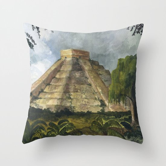 Mayan Pyramid Throw Pillow