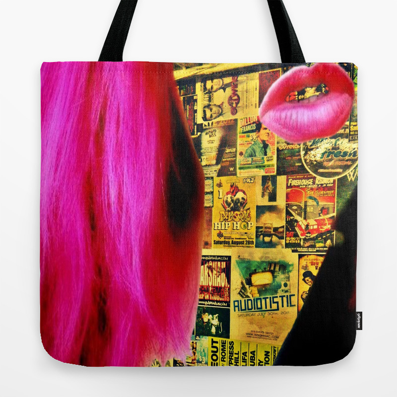 pink transparent tote bag