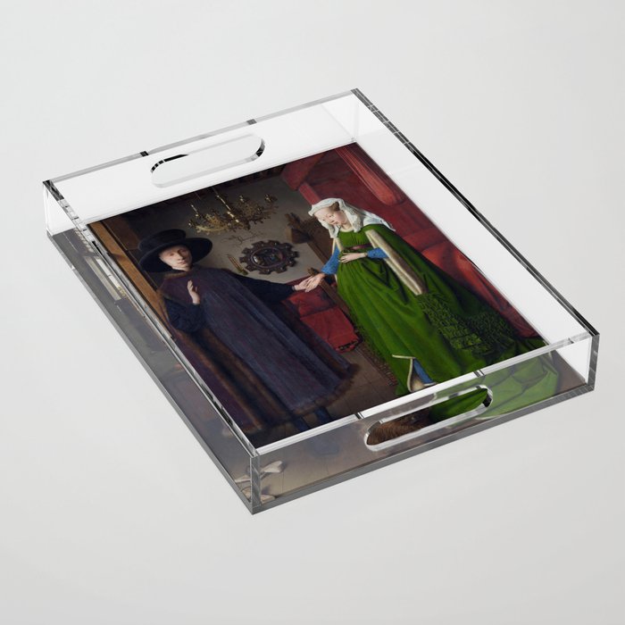 Jan van Eyck's Arnolfini Portrait Acrylic Tray by Vintage Images | Society6