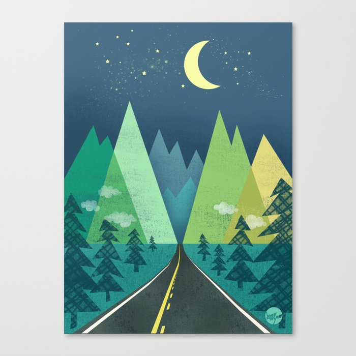 The Long Road at Night Canvas Print