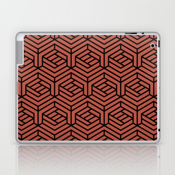 Black and Red Geometric Shape Pattern Pairs Dunn and Edwards 2022 Trending Color Red River DE5125 Laptop & iPad Skin