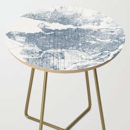 Vancouver, Canada - City Map Illustration - Blue Aesthetic Side Table