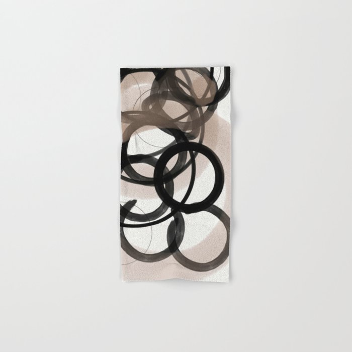 Strokes 4 | Neutral & Black Circle Abstract Hand & Bath Towel