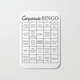 Corporate Jargon Buzzword Bingo Card Badematte | Job, Work, Corporate, Bingo, Game, Overused, Cubicle, Satire, Snark, Funny 