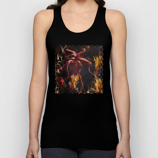 Blooming Crimson Octopus Unisex Tank Top