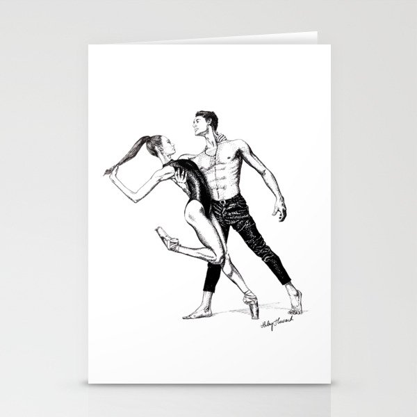 Dancing Duo Ballet Dancers Partner Dance Stationery Cards By