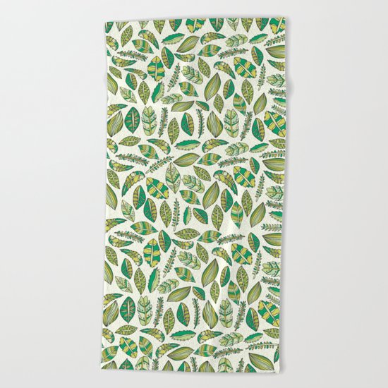 Tropical Jungle Leaves Beach Towel