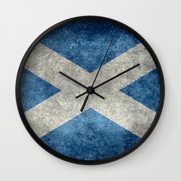 Flag of Scotland in grungy style Wall Clock