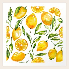 Lemon Watercolor Art Prints Society6